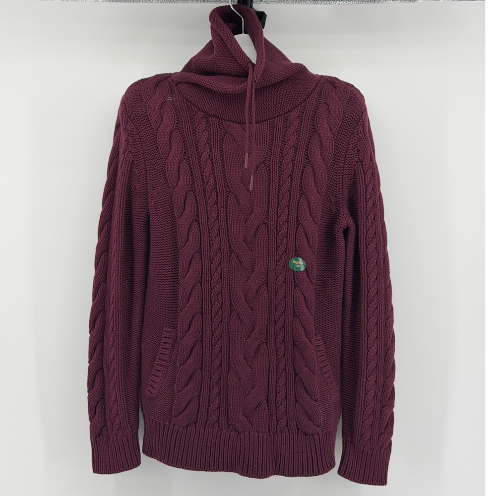 NWT L.L.Bean Double L Cable Funnelneck Sweater Women M Classic Cotton Casual